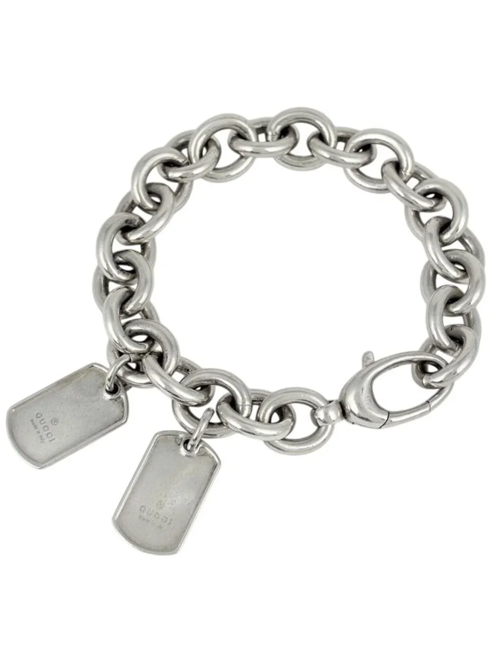 Gucci Dog Tag Chain Bracelet Plate Logo 925 Sterling Silver